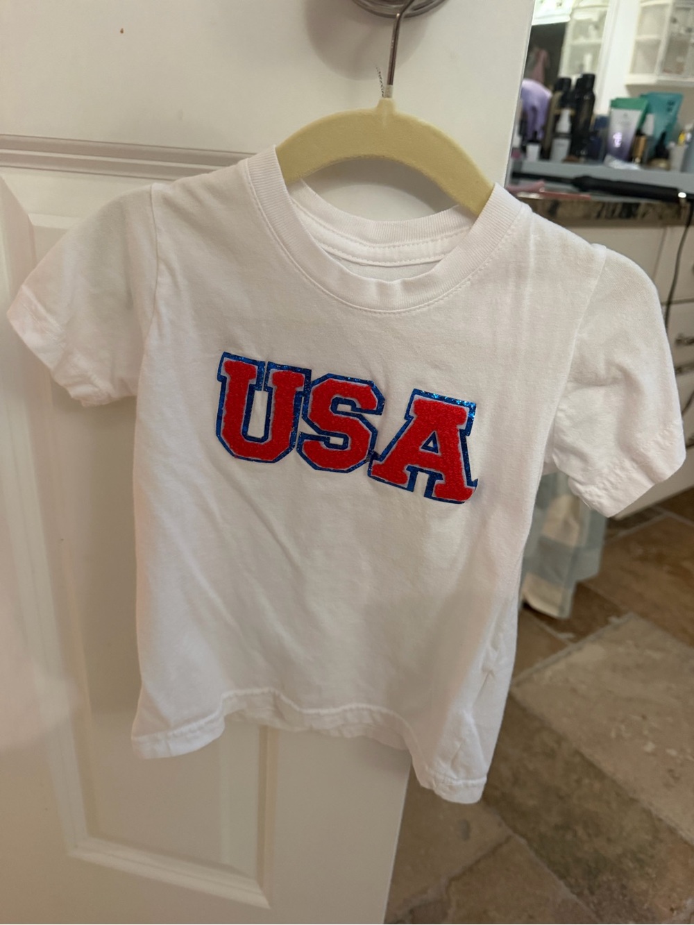 Wink White Short-Sleeve Tee with Red & Blue USA Graphic